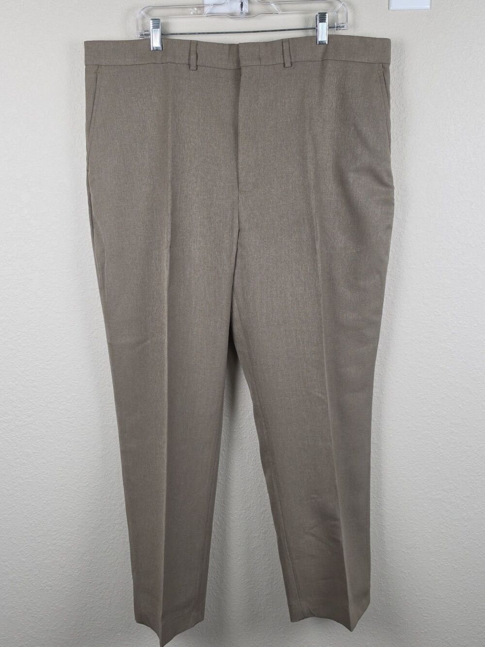 David Taylor Flexslax II Pants Men 42x29 Lt Brown Performance Stretch Polyester